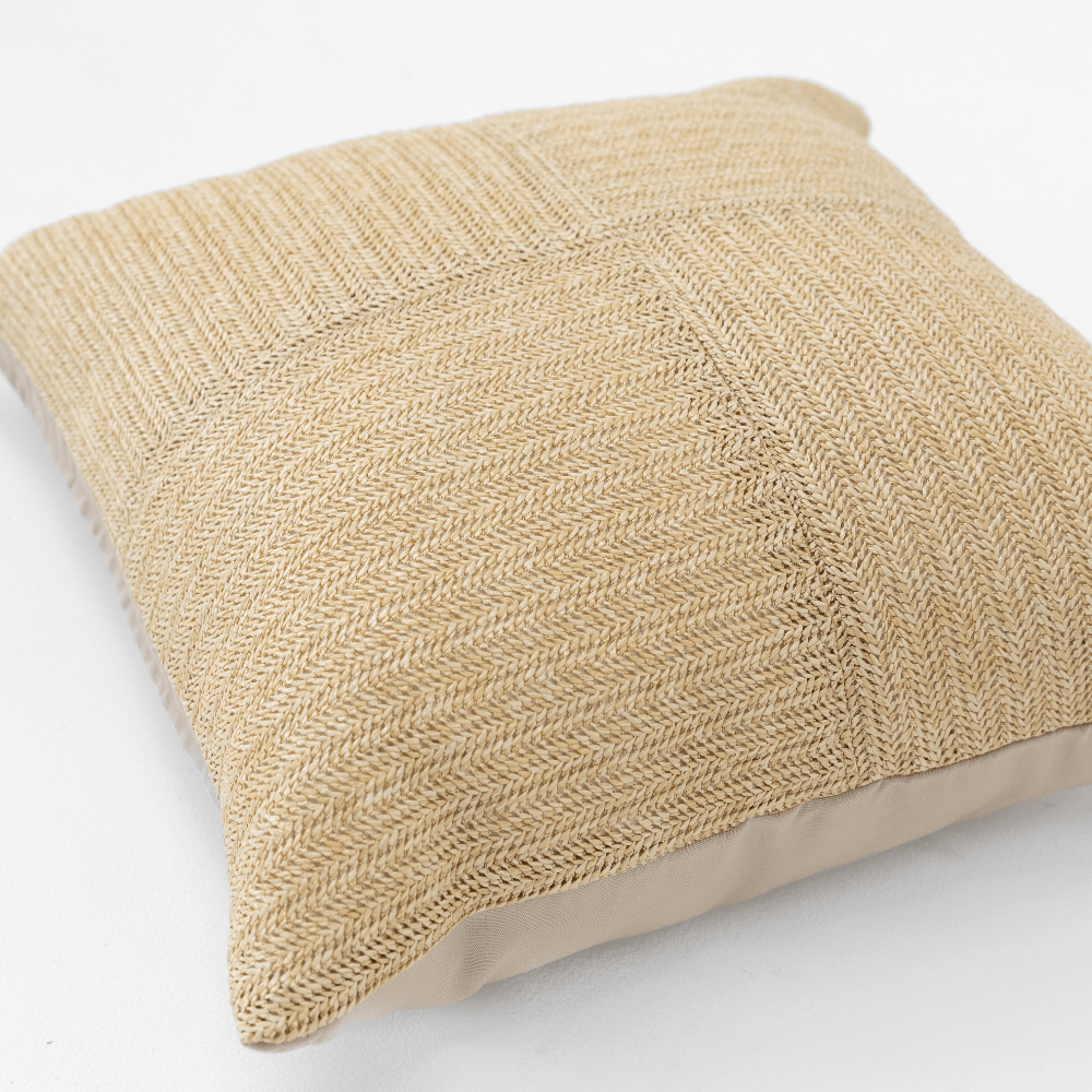 Bandhini Design House Outdoor Raffia Squares Natural Lounge Cushion 55 x 55cm