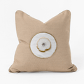 Outdoor White Agate Slice Piped Heather Beige Lounge Cushion – UV Resistant — made to order, 14–30 days