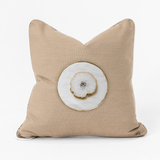 Outdoor White Agate Slice Piped Heather Beige Lounge Cushion – UV Resistant