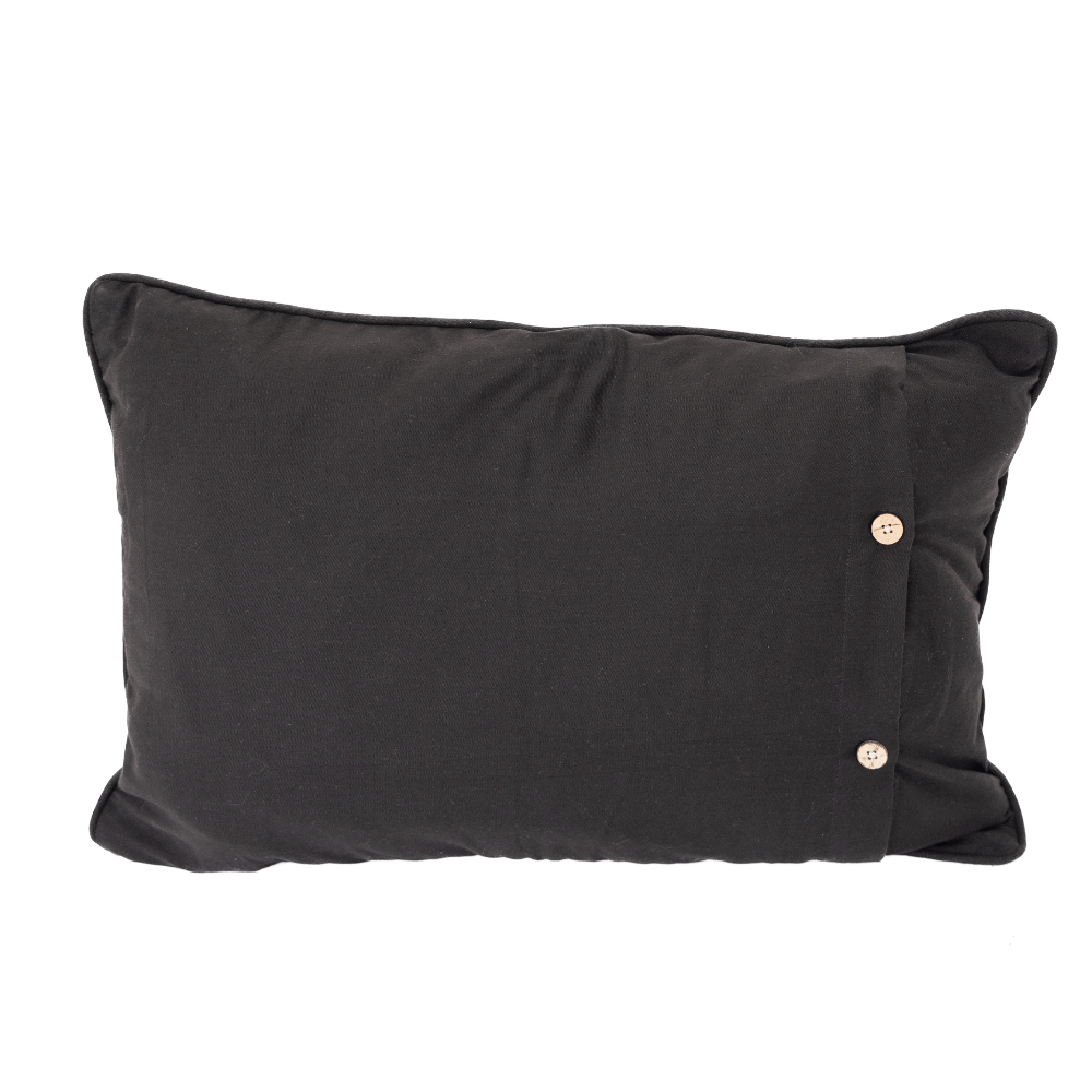 Bandhini Design House Sham Cushion Gudri Stitch Black Sham Cover 46 x 69cm