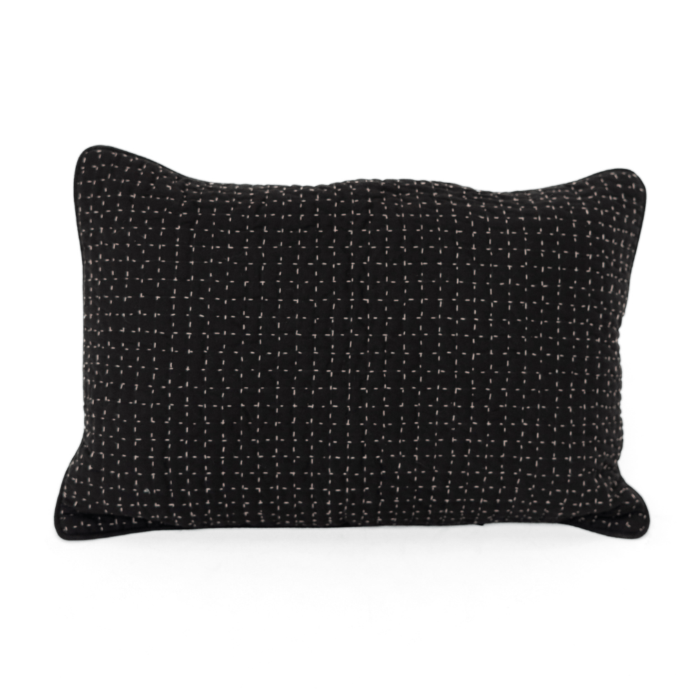 Bandhini Design House Sham Cushion Gudri Stitch Black Sham Cover 46 x 69cm