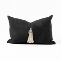 Shell Junonia White Tassel Black Handmade Shell Embellished Lumbar Cushion — made to order, 14–30 days