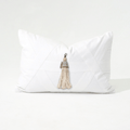 Shell Junonia White Tassel White Handmade Shell Embellished Lumbar Cushion