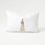 Shell Junonia White Tassel White Handmade Shell Embellished Lumbar Cushion