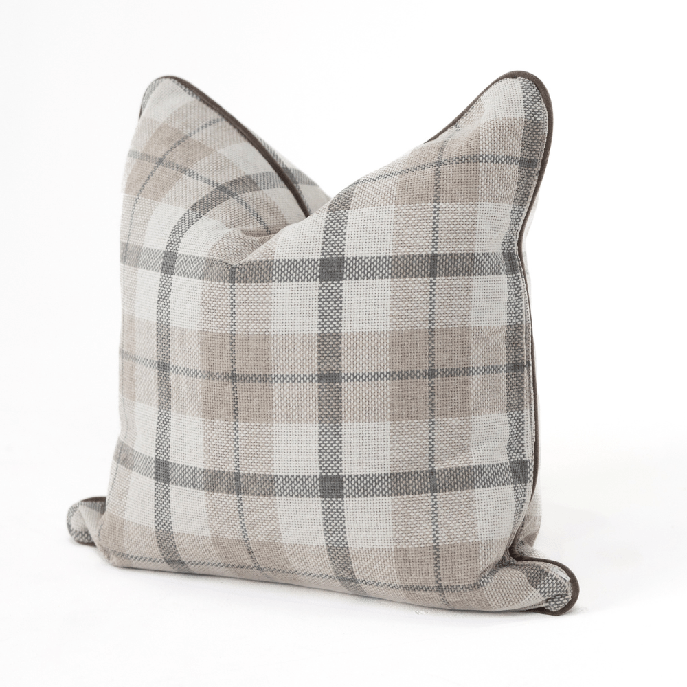 Bandhini Design House Tartan Piped Beige Lounge Cushion 55 x 55cm