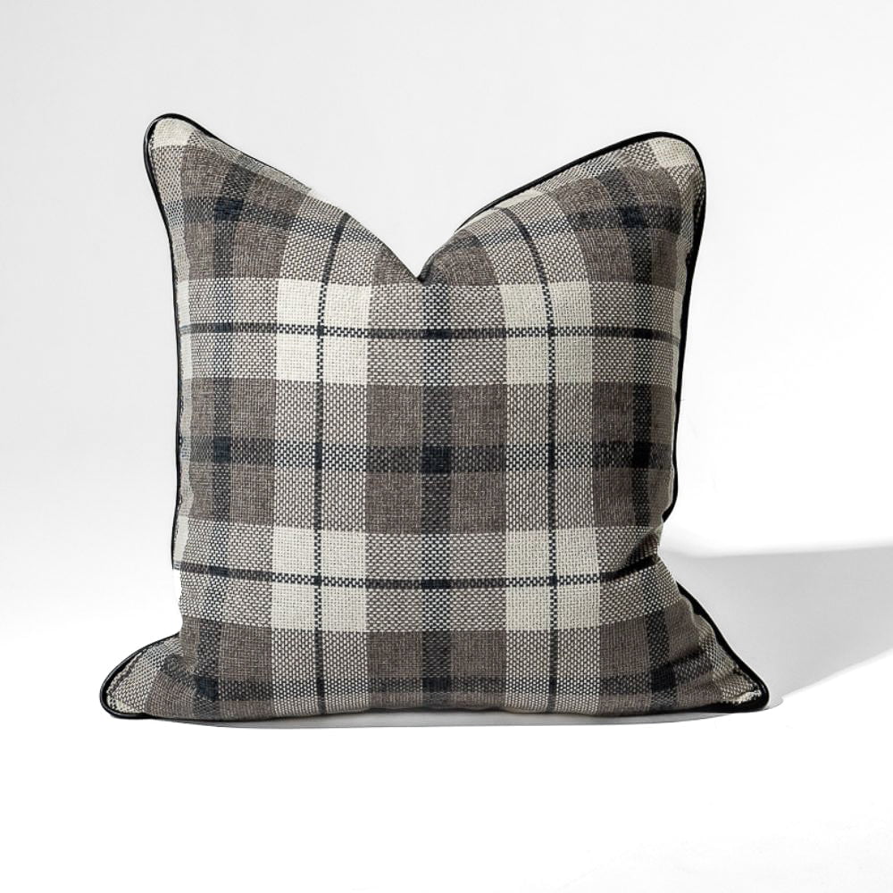 Bandhini Design House Tartan Piped Grey Lounge Cushion 55 x 55cm