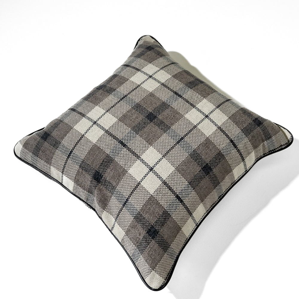 Bandhini Design House Tartan Piped Grey Lounge Cushion 55 x 55cm