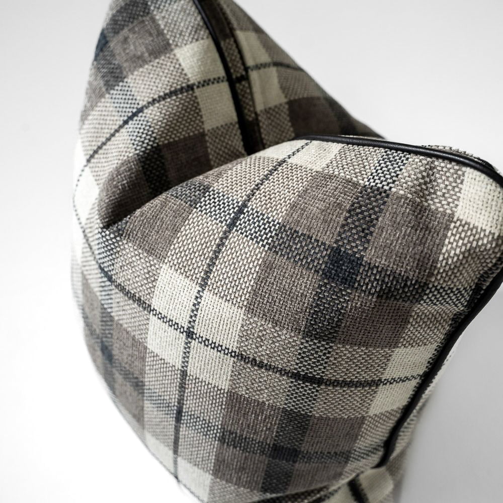 Bandhini Design House Tartan Piped Grey Lounge Cushion 55 x 55cm