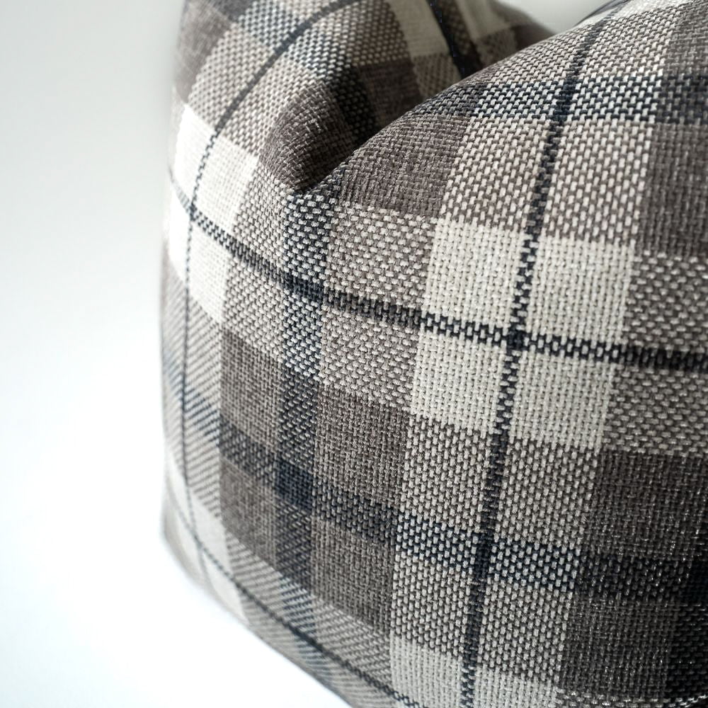 Bandhini Design House Tartan Piped Grey Lounge Cushion 55 x 55cm