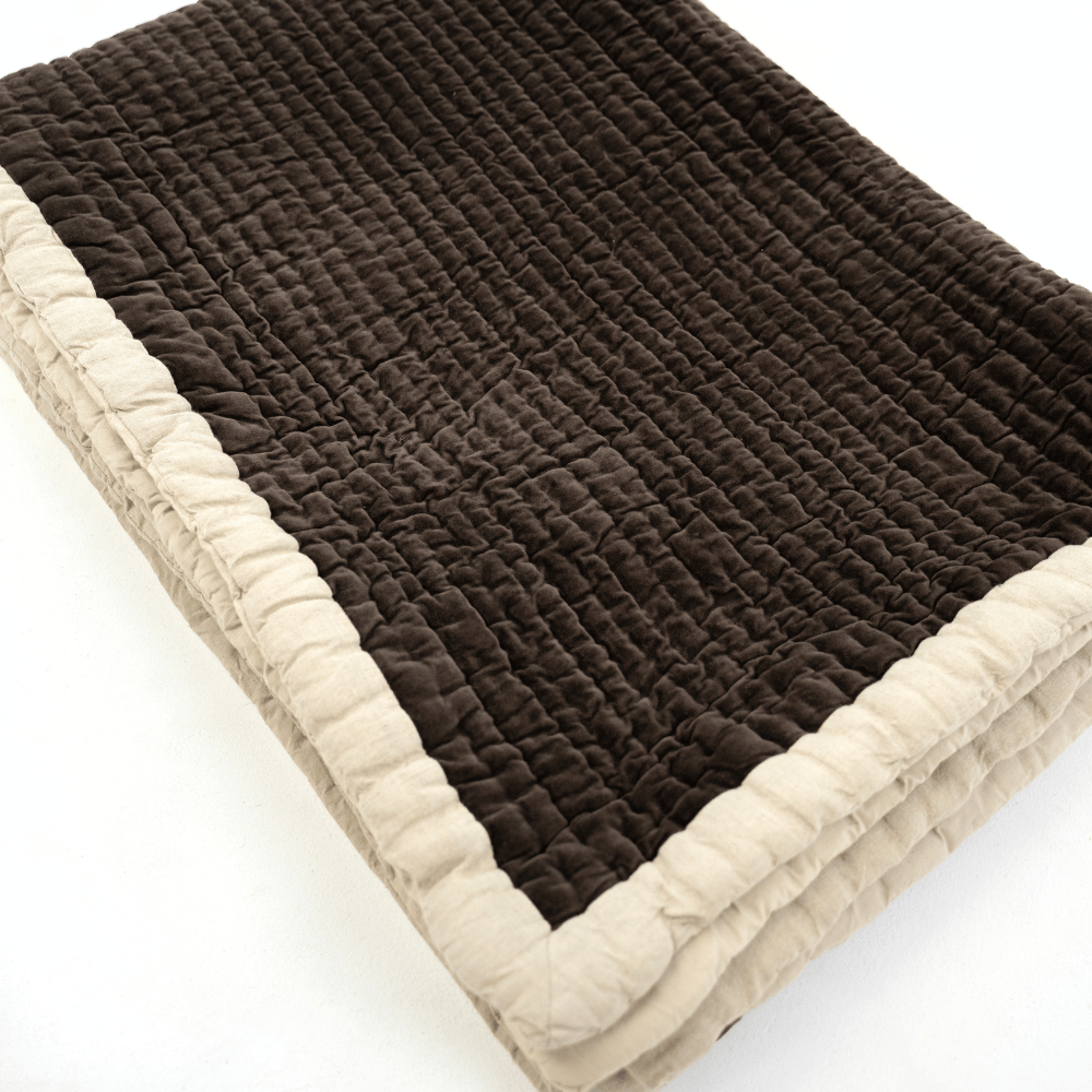 Bandhini Design House Velvet Ribbed Chocolate Quilt