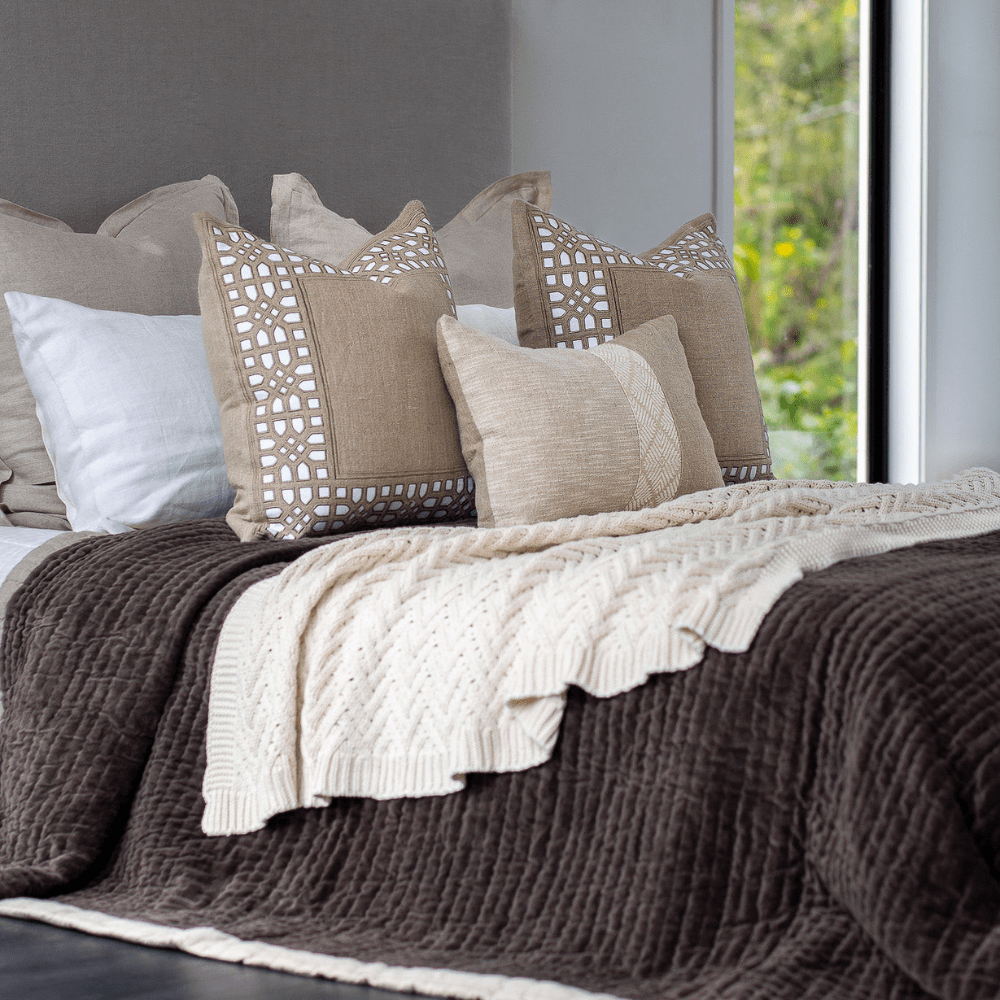 Bandhini Design House Velvet Ribbed Chocolate Quilt