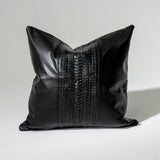 Voyager Leather Braid Black Handmade Cushion Cover