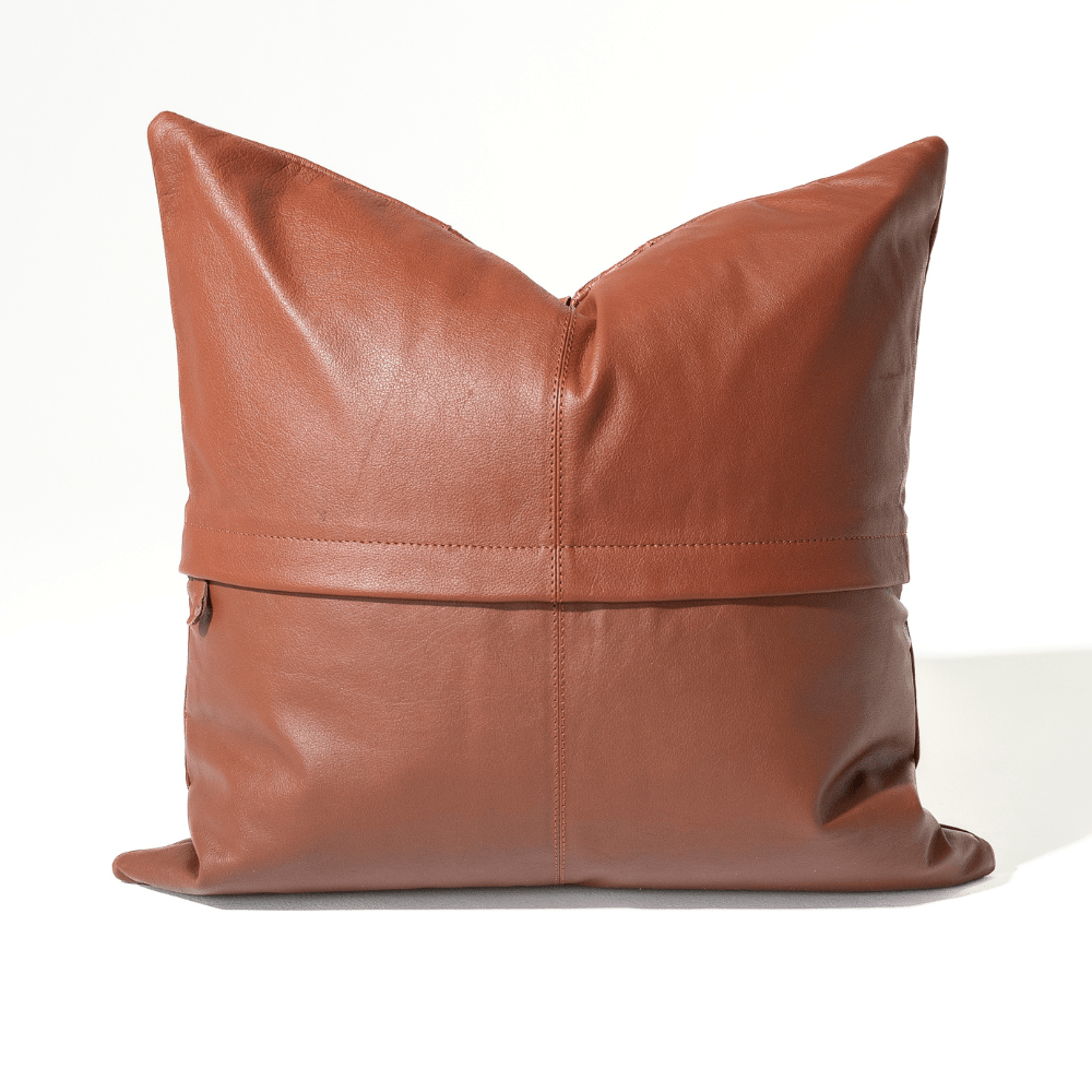 Bandhini Design House Voyager Leather Braid Tan Lounge Cushion 55 x 55cm