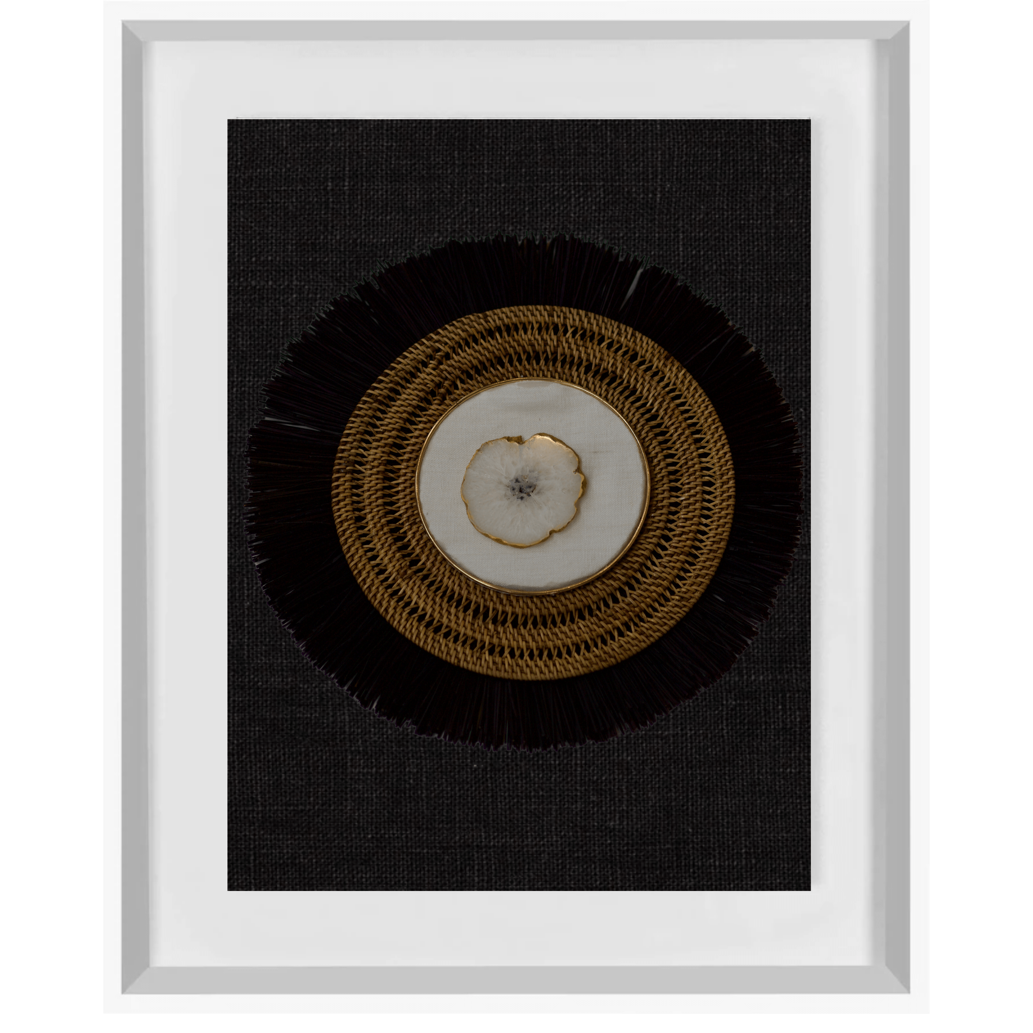 Bandhini Homewear Design Artwork Black / White White Agate on Linen, Black Grass Ring & Placemat Artwork 67 x 85cm