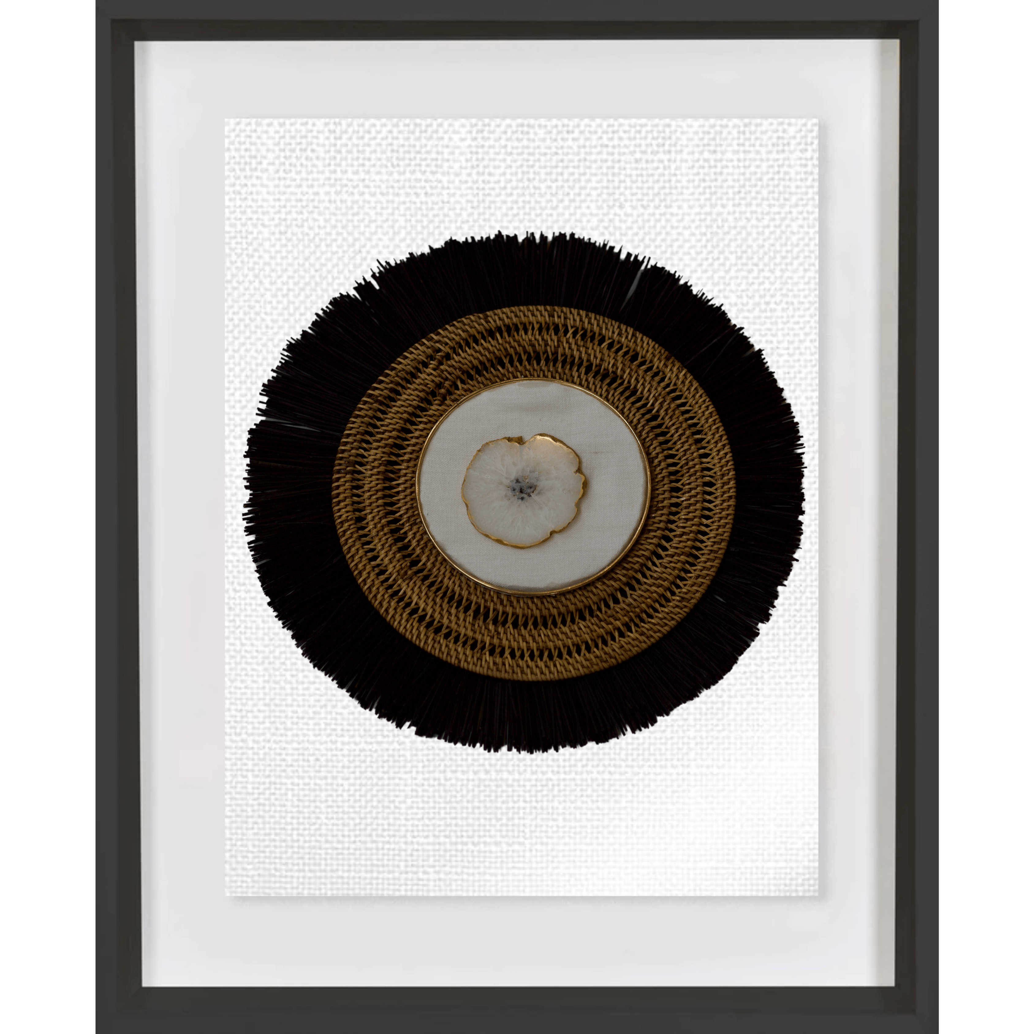 Bandhini Homewear Design Artwork White / Black White Agate on Linen, Black Grass Ring & Placemat Artwork 67 x 85 cm