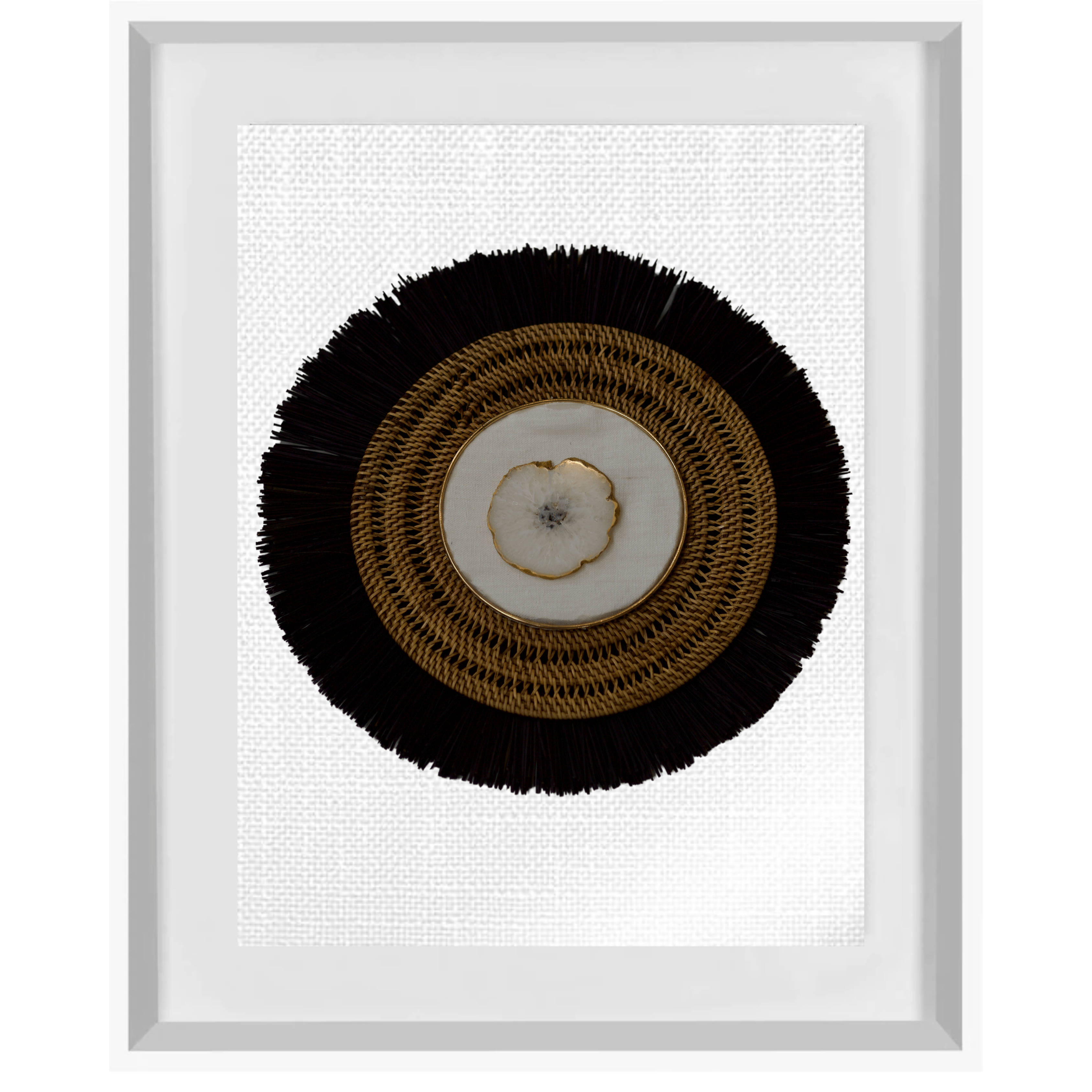 Bandhini Homewear Design Artwork White / White White Agate on Linen, Black Grass Ring & Placemat Artwork 67 x 85 cm