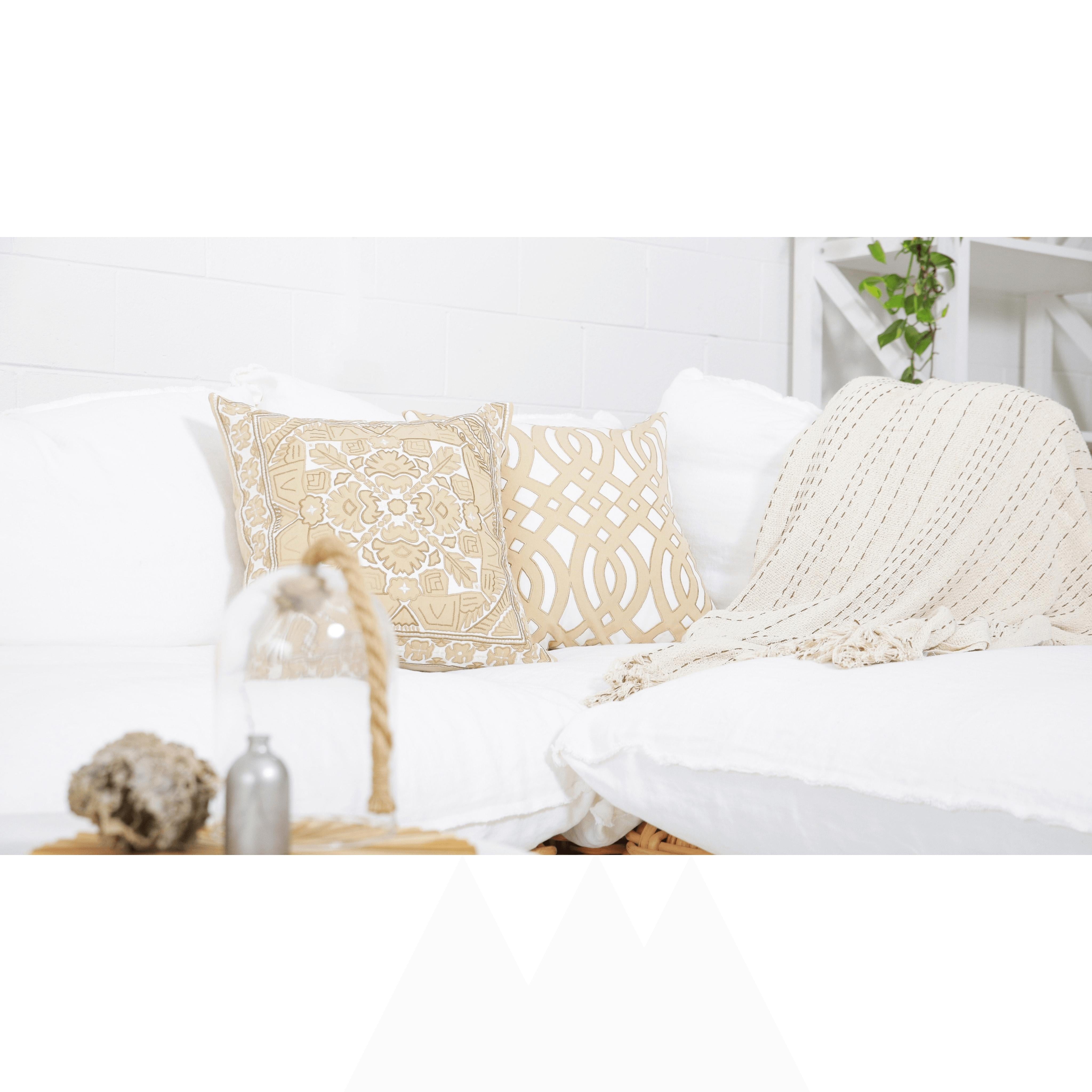 Bandhini Homewear Design Lounge Cushion Beige Outdoor Diamond Scroll Natural Lounge Cushion 55 x 55 cm