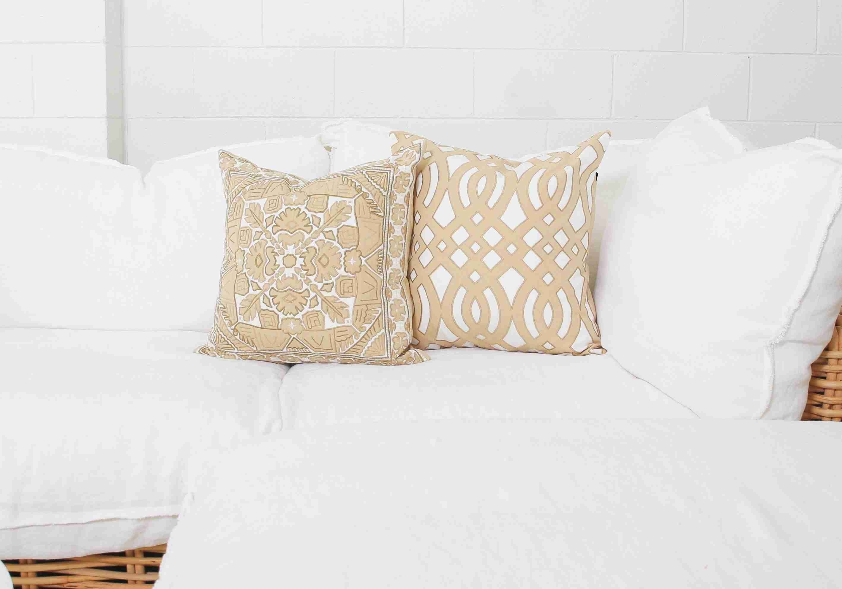 Bandhini Homewear Design Lounge Cushion Beige Outdoor Diamond Scroll Natural Lounge Cushion 55 x 55 cm