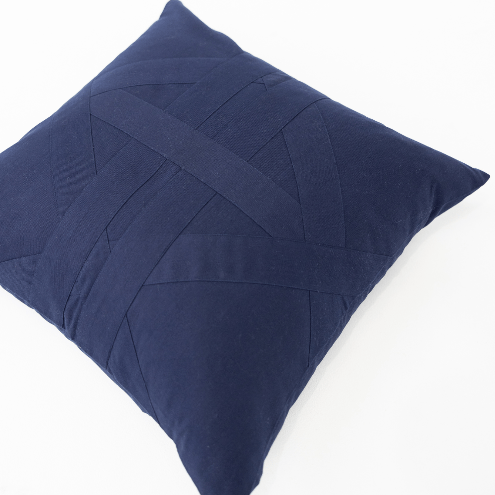 Bandhini Homewear Design Lounge Cushion Cross Patch Navy Lounge Cushion 55 x 55cm