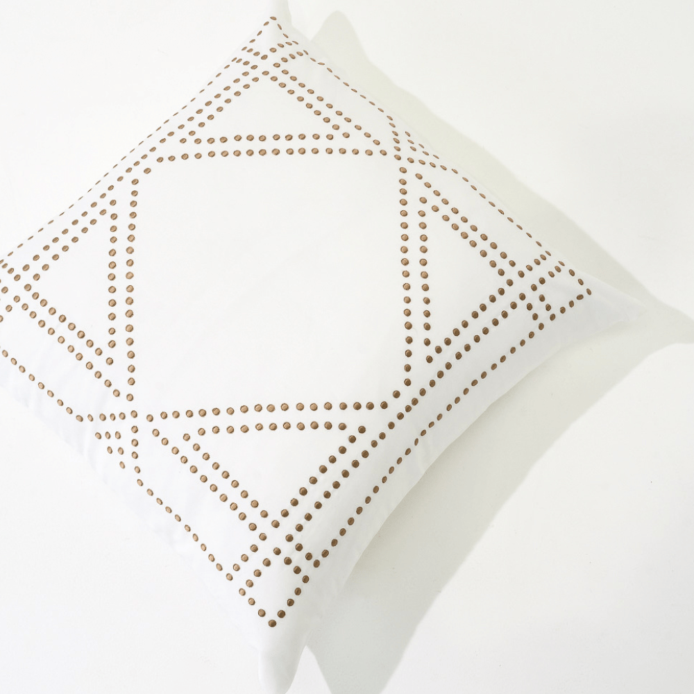 Bandhini Homewear Design Lounge Cushion Dot Frame White Lounge Cushion 55 x 55cm