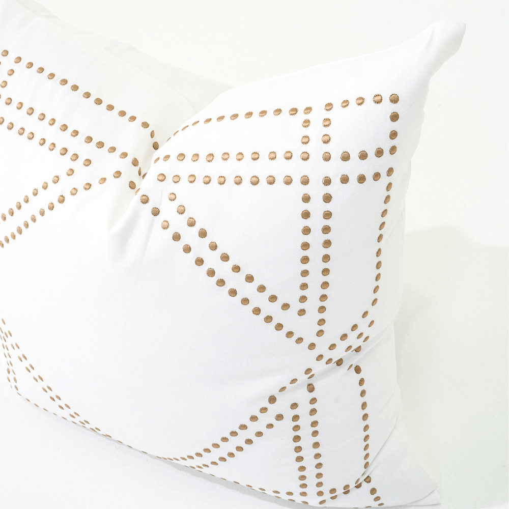 Bandhini Homewear Design Lounge Cushion Dot Frame White Lounge Cushion 55 x 55cm