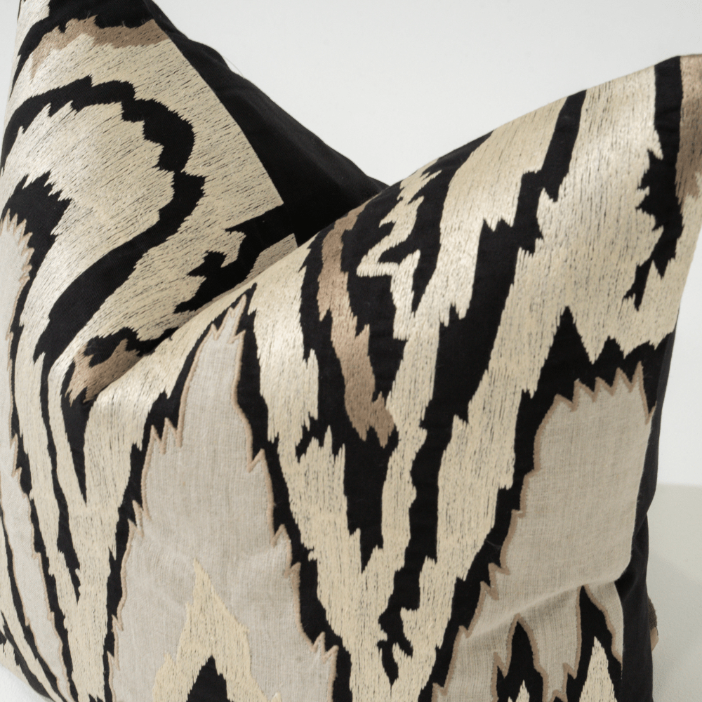 Bandhini Homewear Design Lounge Cushion Ikat Black Lounge Cushion 55 x 55cm