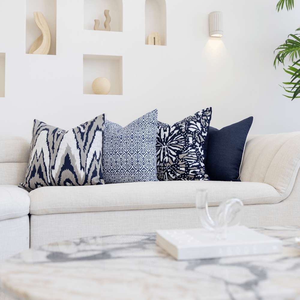 Bandhini Homewear Design Lounge Cushion Ikat Navy Lounge Cushion 55 x 55cm