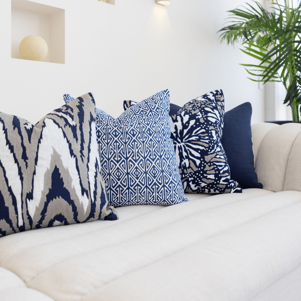 Bandhini Homewear Design Lounge Cushion Ikat Navy Lounge Cushion 55 x 55cm