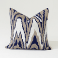 Ikat Navy Handwoven Linen & Cotton Cushion Cover — made to order, 14–30 days