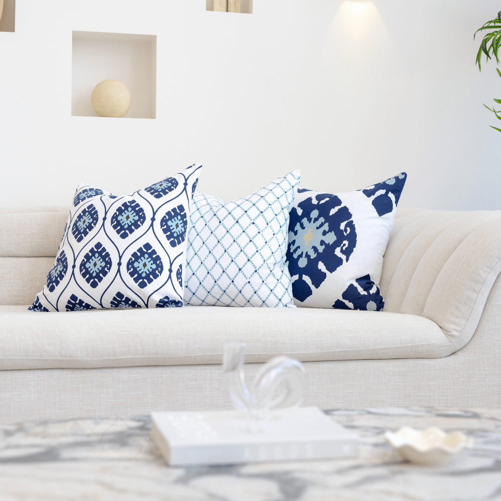 Bandhini Homewear Design Lounge Cushion Inner Ikat Navy Lounge Cushion 55 x 55cm