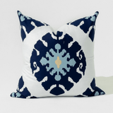 Inner Ikat Navy Hand Screen Print Cotton Cushion Cover