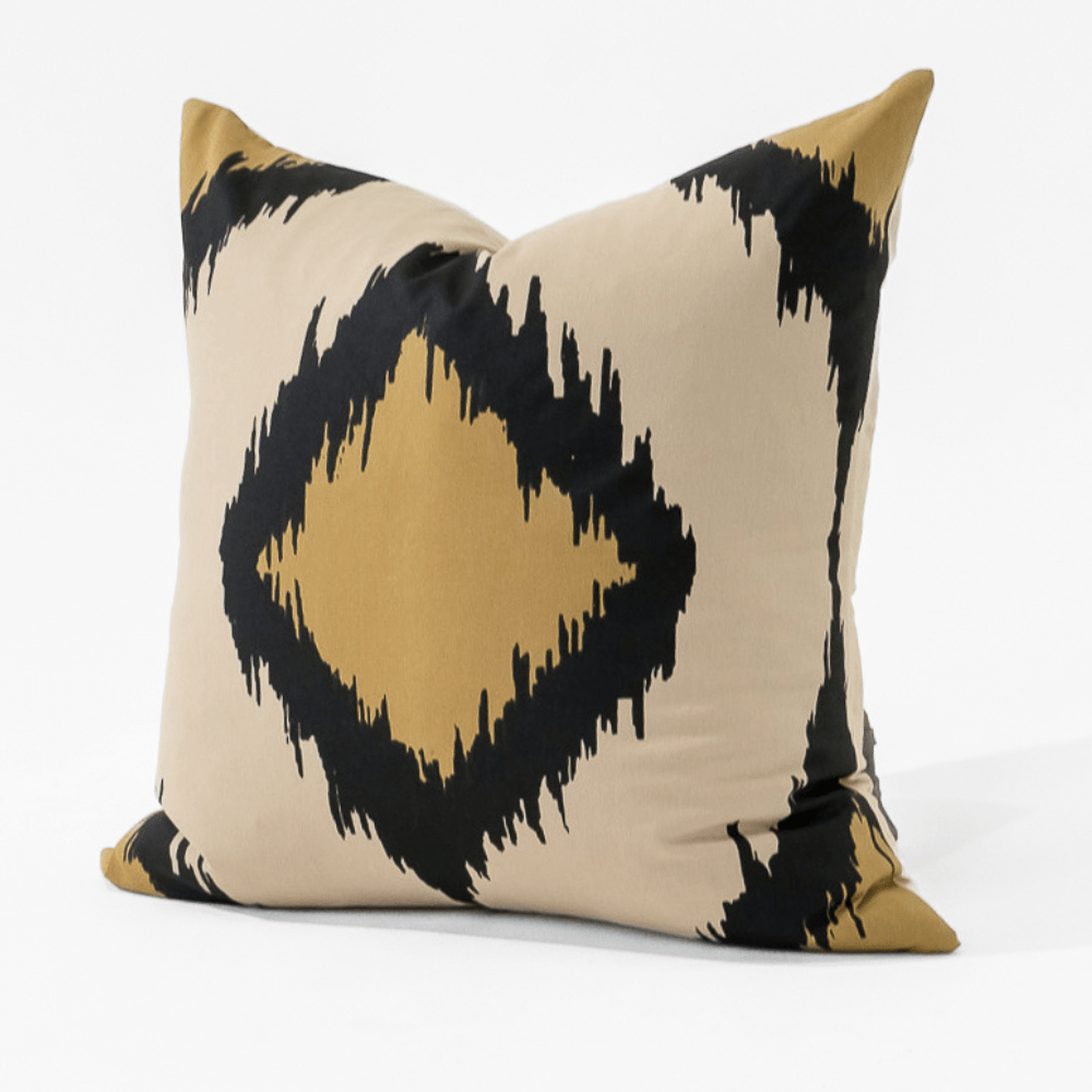 Bandhini Homewear Design Lounge Cushion Inner Ikat Solitaire Black Lounge Cushion 55 x 55cm