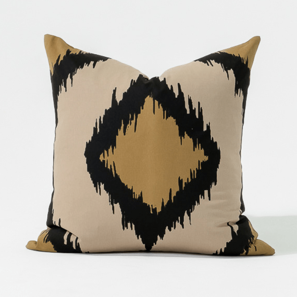 Bandhini Homewear Design Lounge Cushion Inner Ikat Solitaire Black Lounge Cushion 55 x 55cm