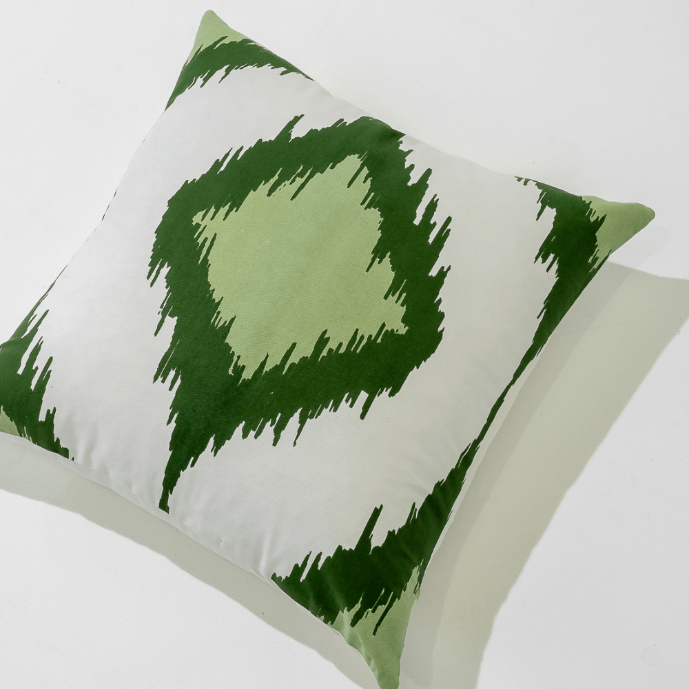 Bandhini Homewear Design Lounge Cushion Inner Ikat Solitaire Green Lounge Cushion 55 x 55cm