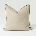 Linen Piped Natural Handwoven Cushion Cover – Black Pipe — in stock, ready to ship