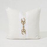 Horse Bit White Handmade Metal Embellished Cushion Cover