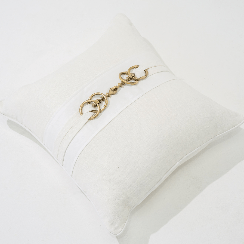 Bandhini Homewear Design Lounge Cushion Metal Horse Bit White Lounge Cushion 55 x 55cm