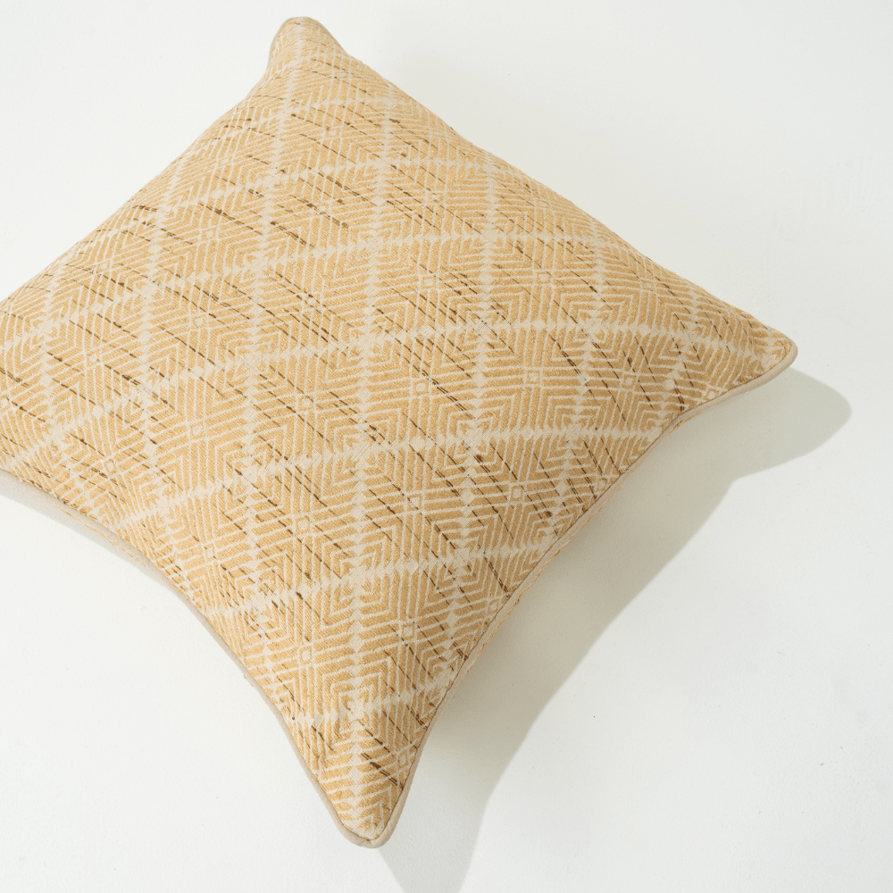 Bandhini Homewear Design Lounge Cushion Weave Phulkari Natural Lounge Cushion 55 x 55cm