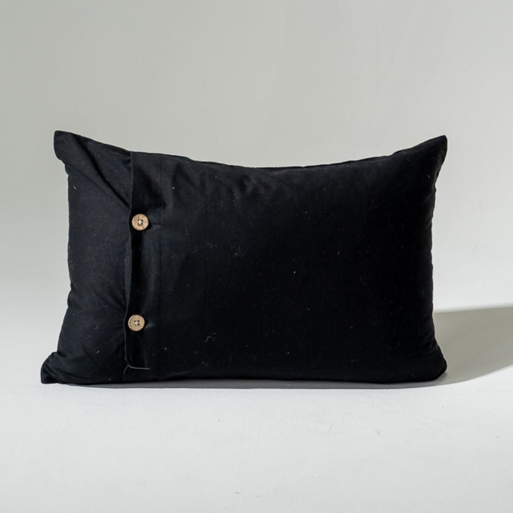 Bandhini Homewear Design Lumber Cushion Black / 14 x 21 inches Raffia Braid Strip Black Lumber Cushion 35 x 53 cm