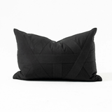 Cross Patch Black Handwoven Cotton Handmade Lumbar Cushion