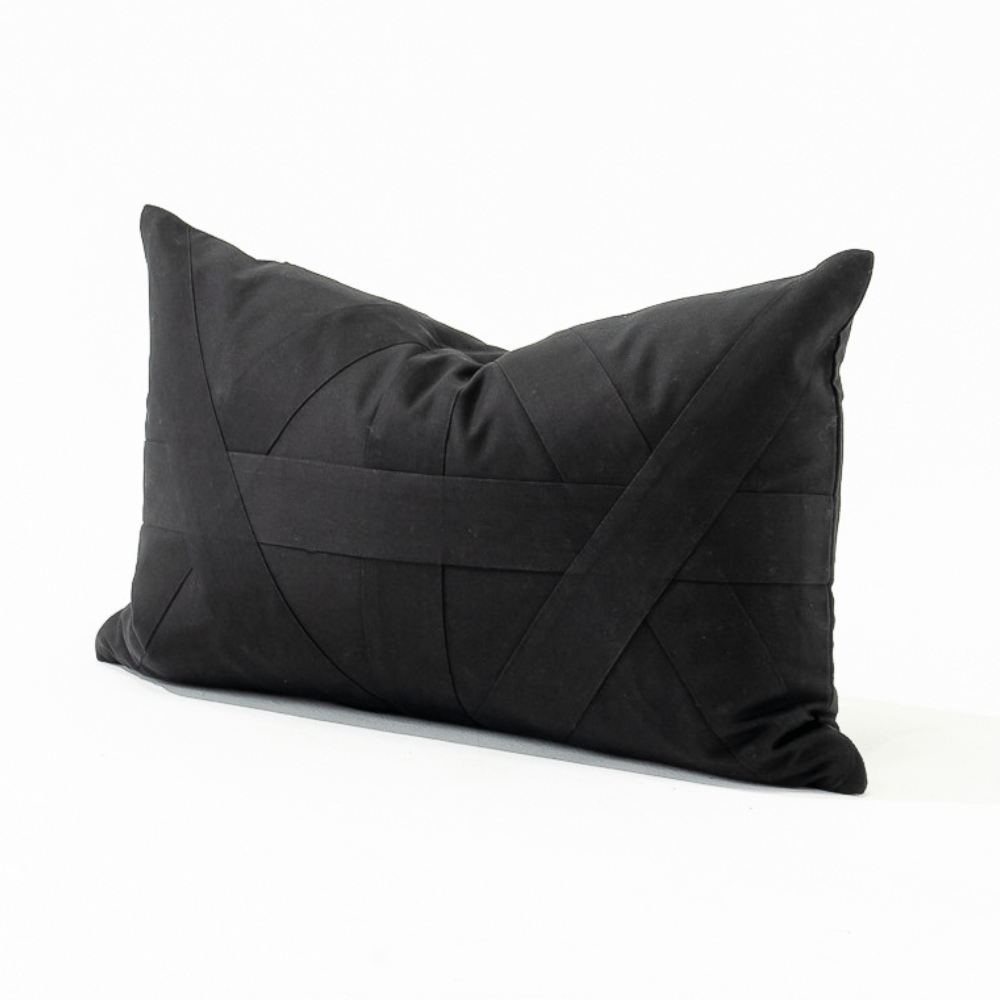 Bandhini Homewear Design Lumber Cushion Cross Patch Black Lumbar Cushion 35 x 53 cm