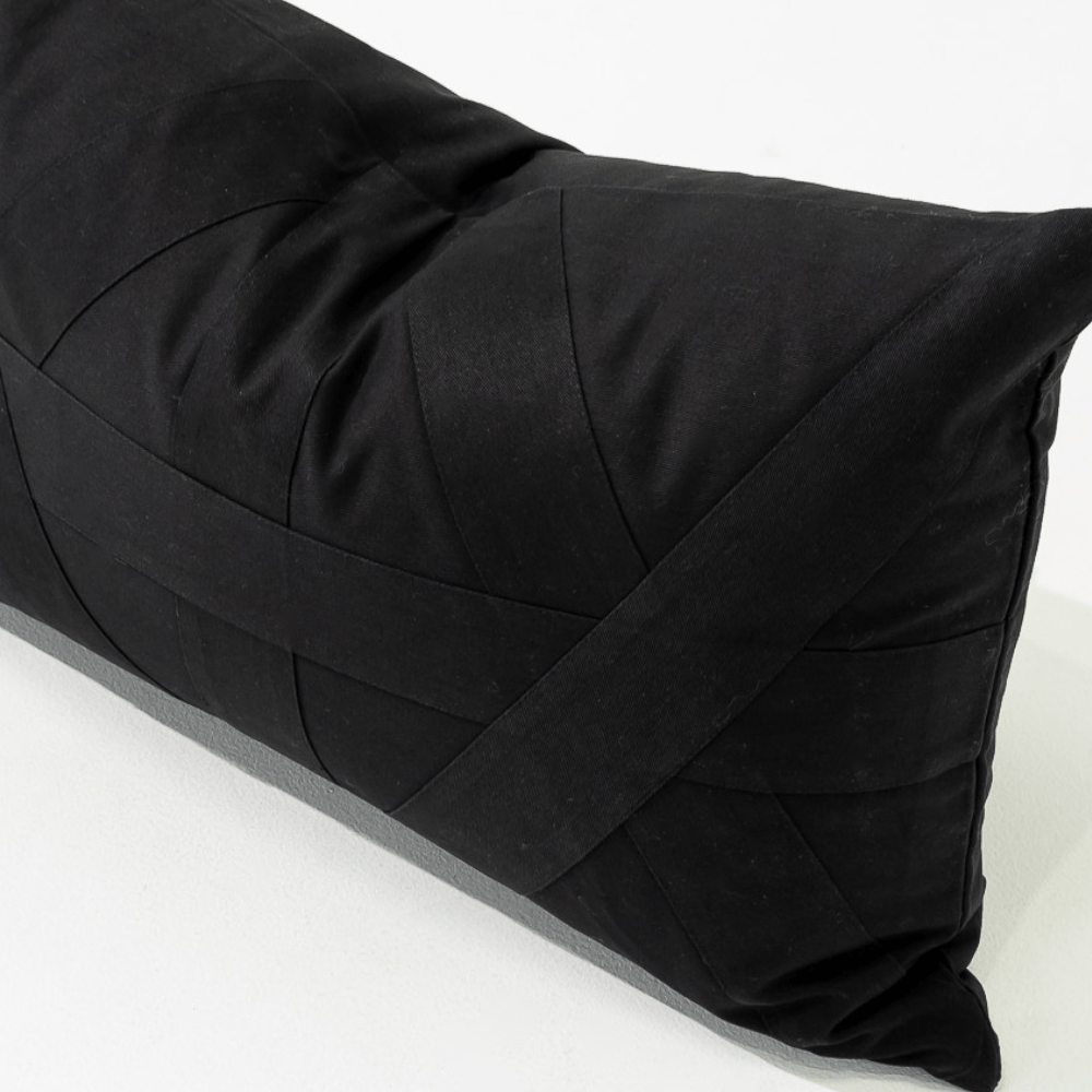 Bandhini Homewear Design Lumber Cushion Cross Patch Black Lumbar Cushion 35 x 53 cm