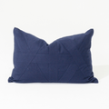 Cross Patch Navy Handwoven Cotton Handmade Lumbar Cushion — in stock, ready to ship