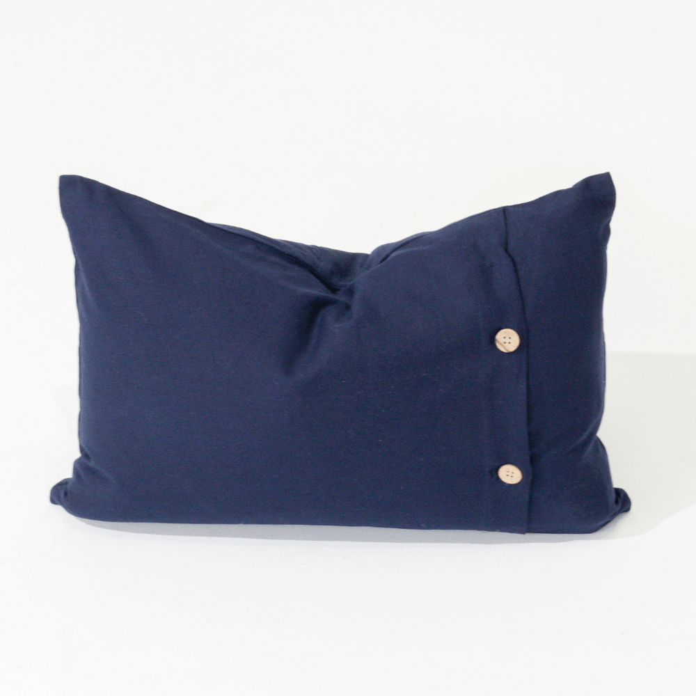 Bandhini Homewear Design Lumber Cushion Cross Patch Navy Lumbar Cushion 35 x 53cm