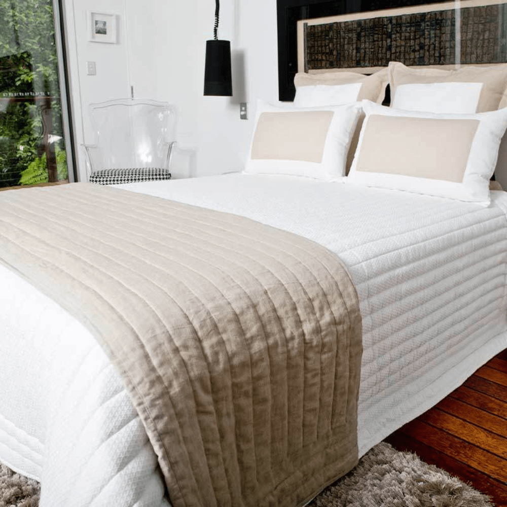Bandhini Homewear Design Sham Cushion Denim White and Natural Linen Sham 46 x 69cm