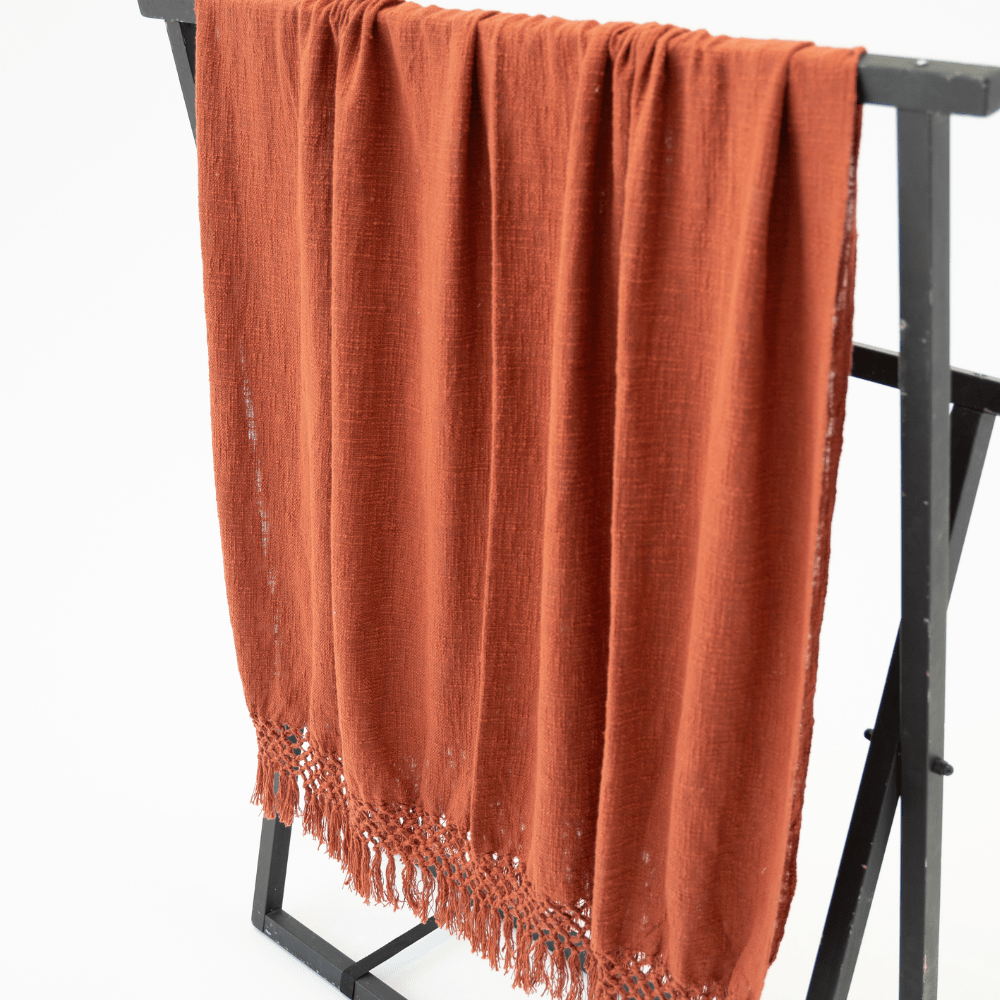 Bandhini Homewear Design Throw Check Knot Rust Throw 130 x 170 cm