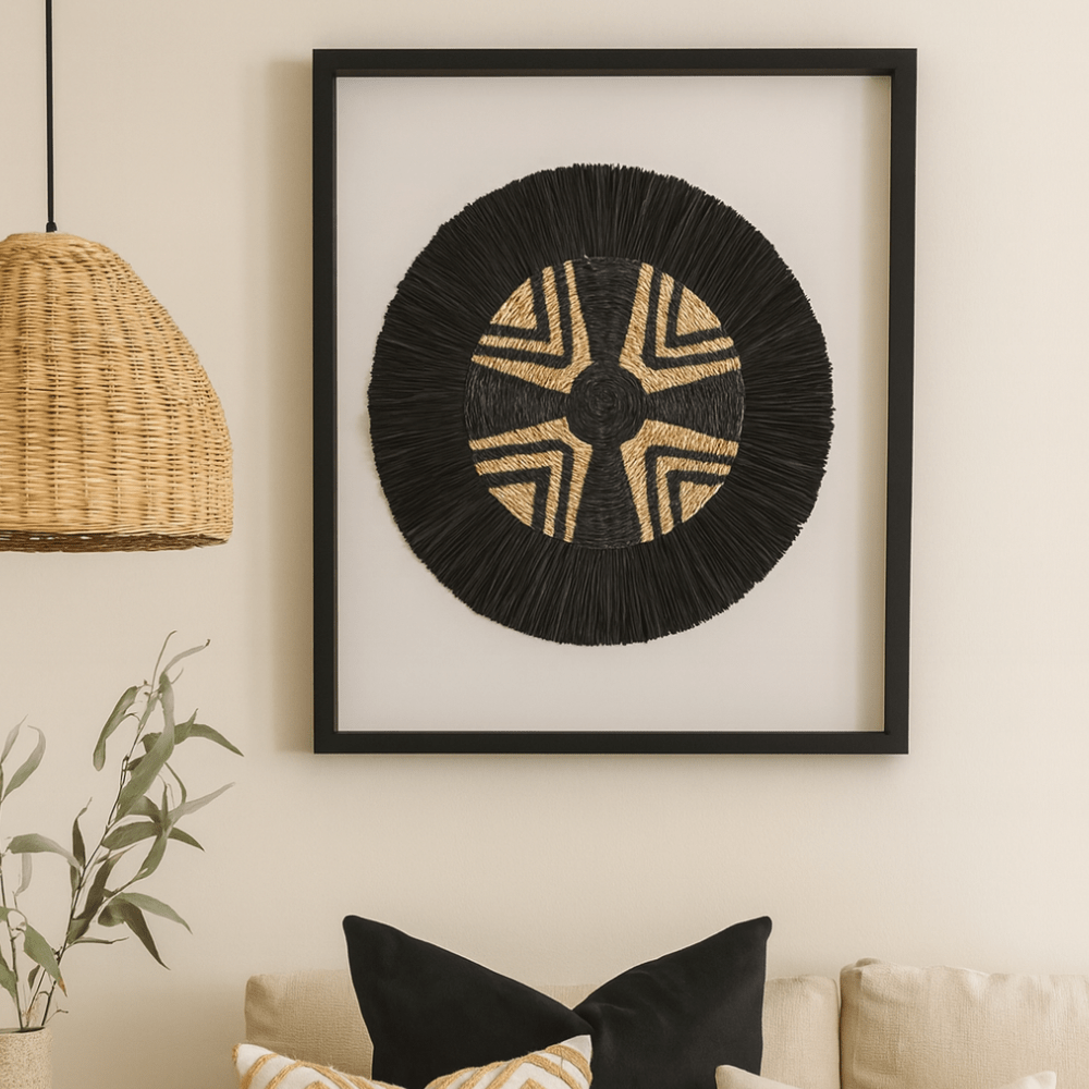 BHD HOME Artwork African Place Mat Star & Grass Ring Black Artwork 67 x 85cm