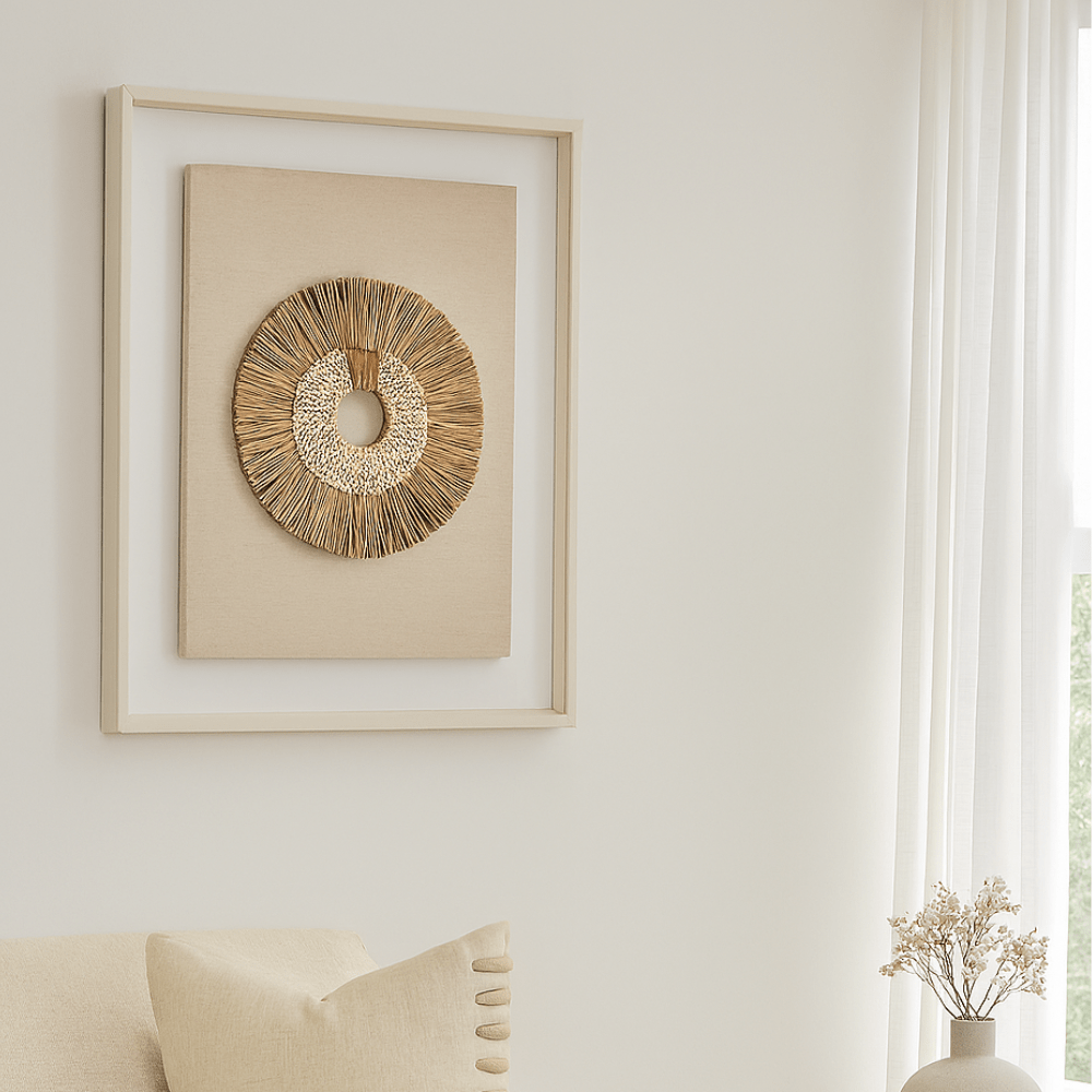 BHD HOME Artwork African Shell Ring Coffee and Wood Sticks Artwork 67 x 85cm