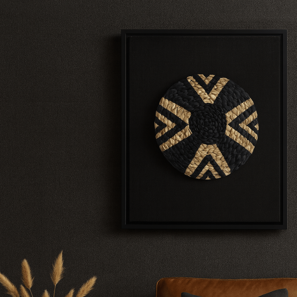 BHD HOME Artwork Africana Place Mat Raffia Star Black Artwork 40 x 50cm