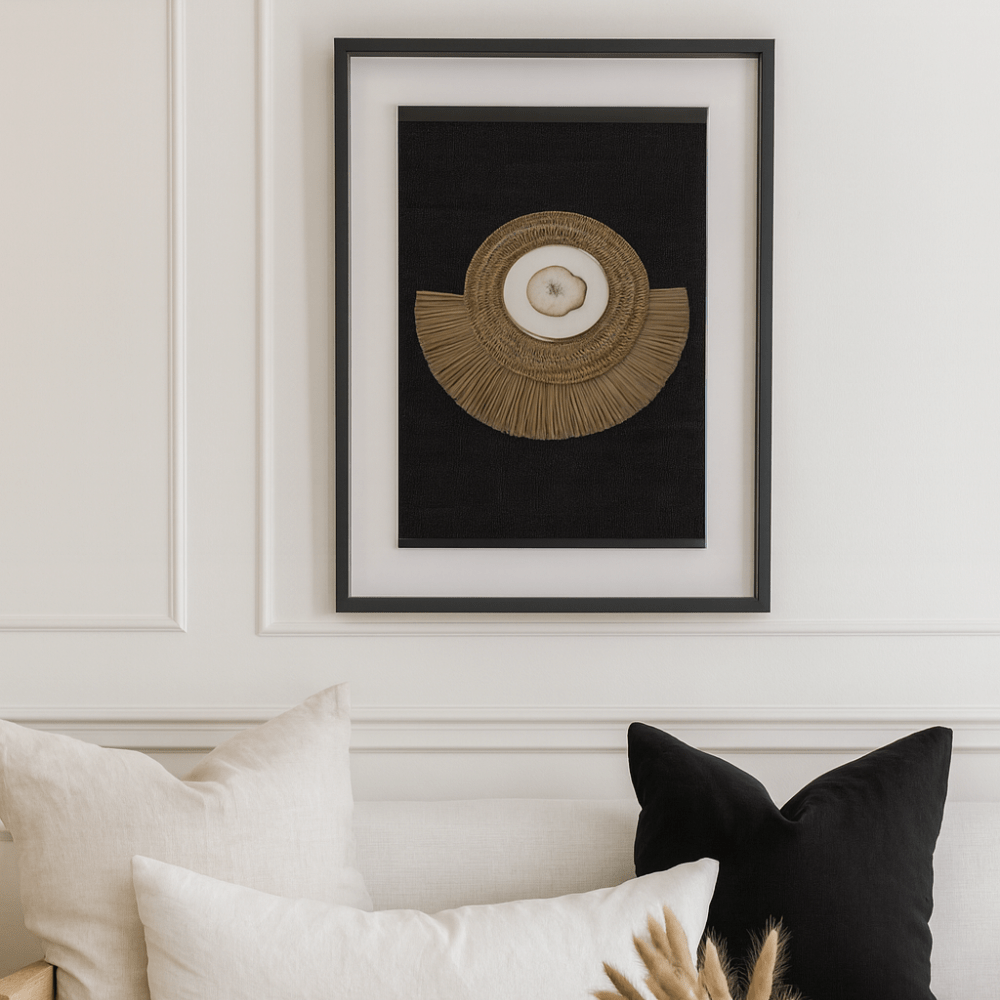 BHD HOME Artwork Agate Blue on Linen, Natural Grass Ring Artwork 67 x 85cm